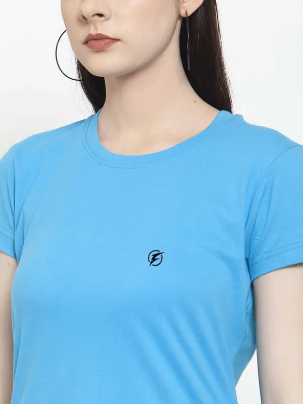 Pack_of_2_Turquoise_Blue_&_Sea_Green_Cotton_Round_Neck_Short_Sleeves_T-Shirt_For_Women