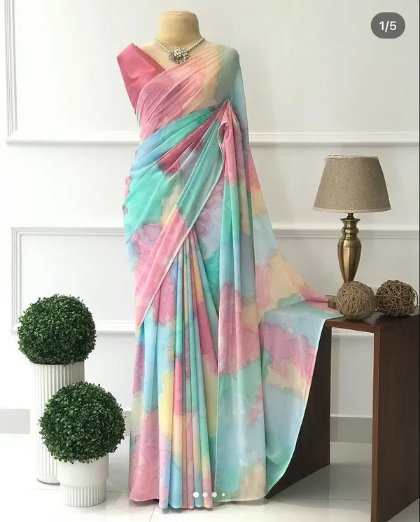 Multicolour_Printed_Organza_Saree