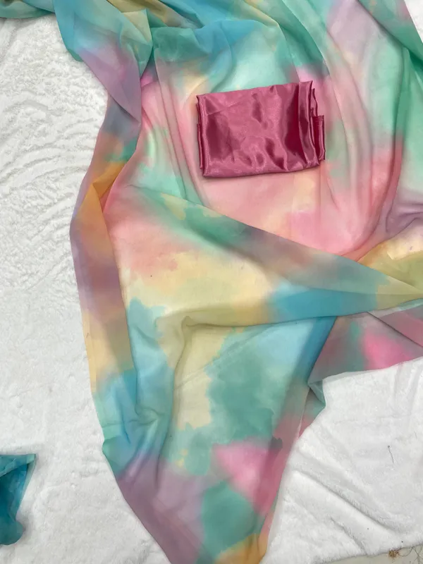 Multicolour_Printed_Organza_Saree