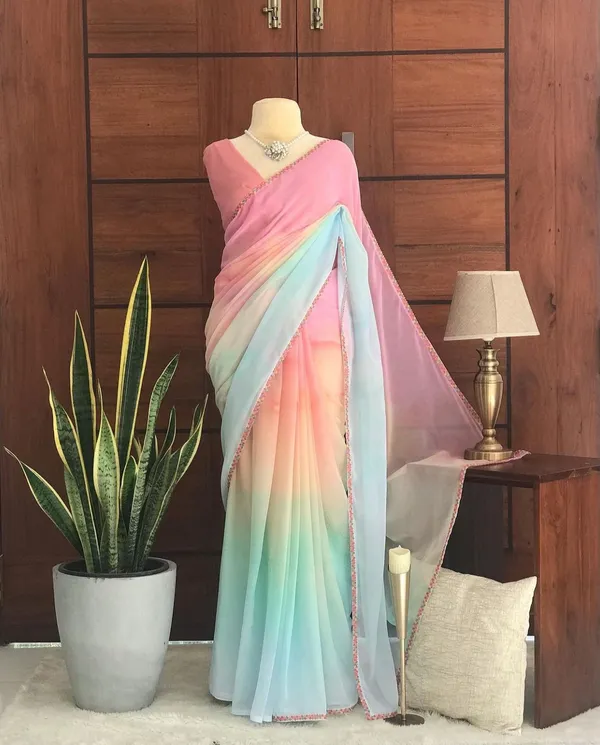 Multicolour_Printed_Organza_Saree