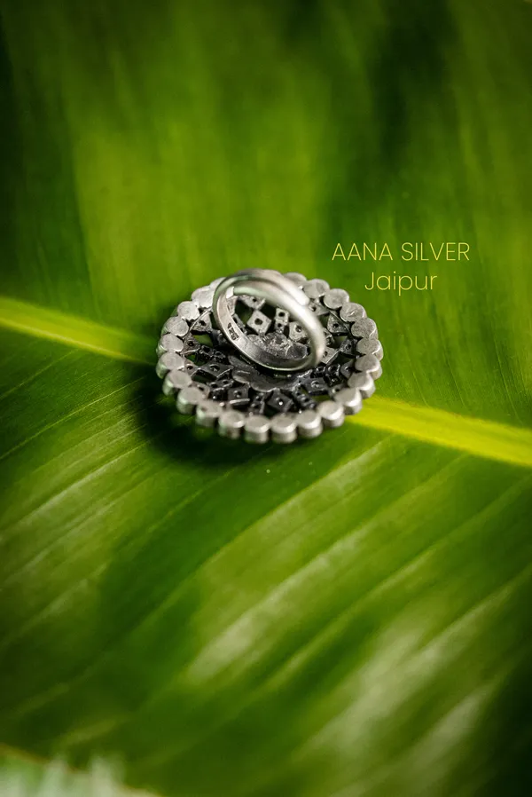 925_Pure_Sterling_Silver_|_Statement_Kundan_Jadau_Ring_|_Well_Stamped_&_Hallmarked