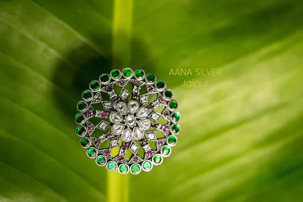 925_Pure_Sterling_Silver_|_Statement_Kundan_Jadau_Ring_|_Well_Stamped_&_Hallmarked