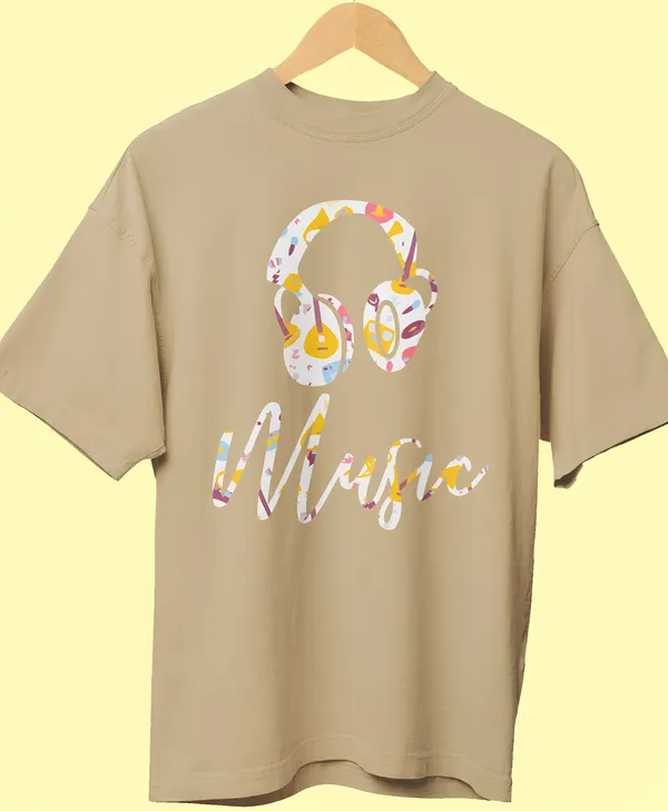 TOFFTEES_Premium_Beige_Oversized_Music_Half_Sleeves_T-shirt_For__Men_|_French_Terry_Fabric__(220_GSM)