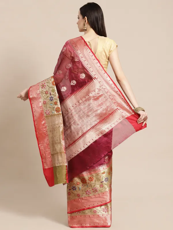 Magenta_Art_Silk_Banarasi_Sarees_For_Women