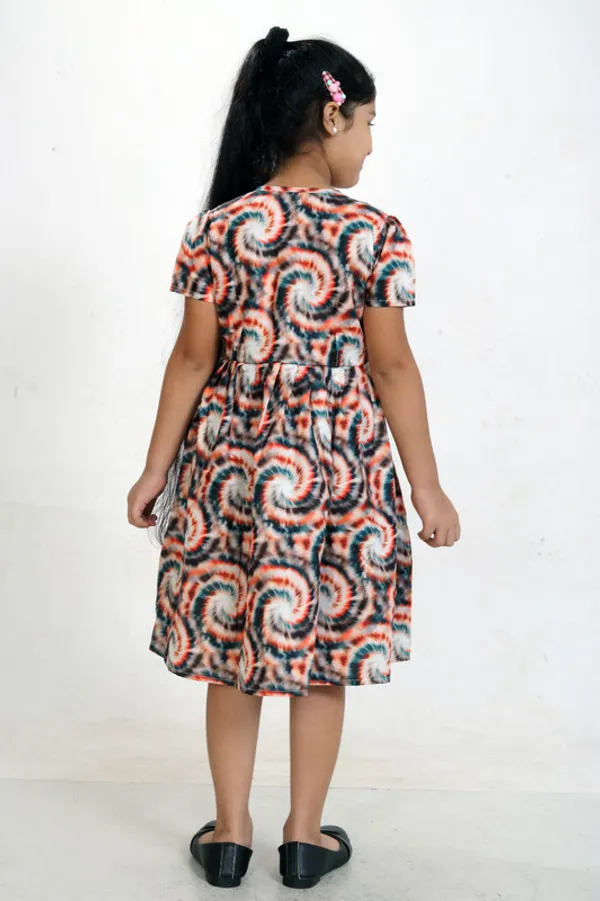 Multicolor_Round_neck__Puff_Sleeve_Cottan_Kids_Dress
