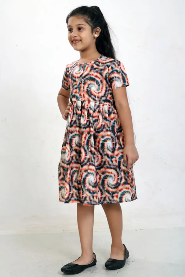 Multicolor_Round_neck__Puff_Sleeve_Cottan_Kids_Dress