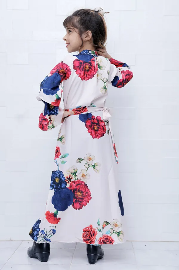 Cream_Keyhole_Neck_Flared_Sleeve__Crepe_Blend_Kids_Dress