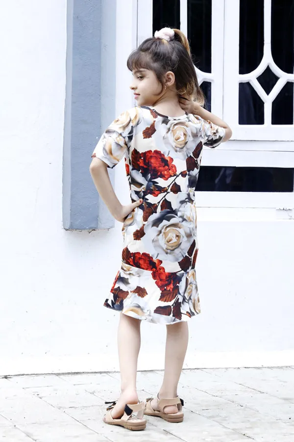 Off_White__Round_Neck__Half_Sleeve_Crepe_Blend_Kids_Dress