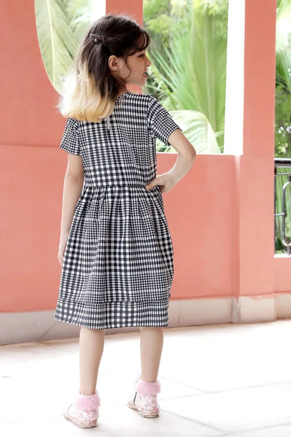 Black__Round_Neck__Half_Sleeve_Crepe_Blend_Kids_Dress