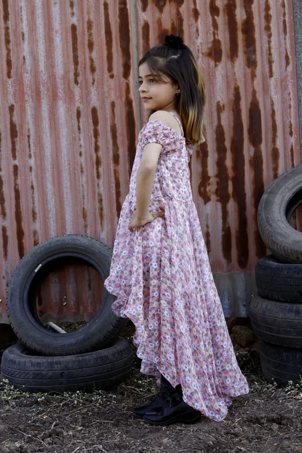 Peach_Off_Shoulder_Puff_Sleeve_Georgette__Kids_Dress