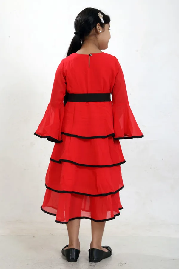 Red_Round_Neck_Flared_Sleeve__Georgette__Kids_Dress