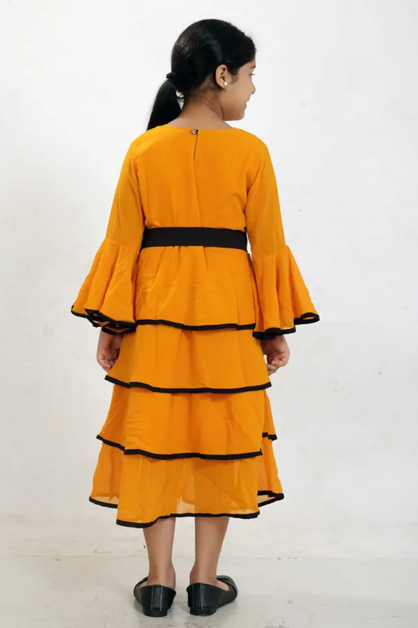 Yellow_Round_Neck_Flared_Sleeve__Georgette__Kids_Dress