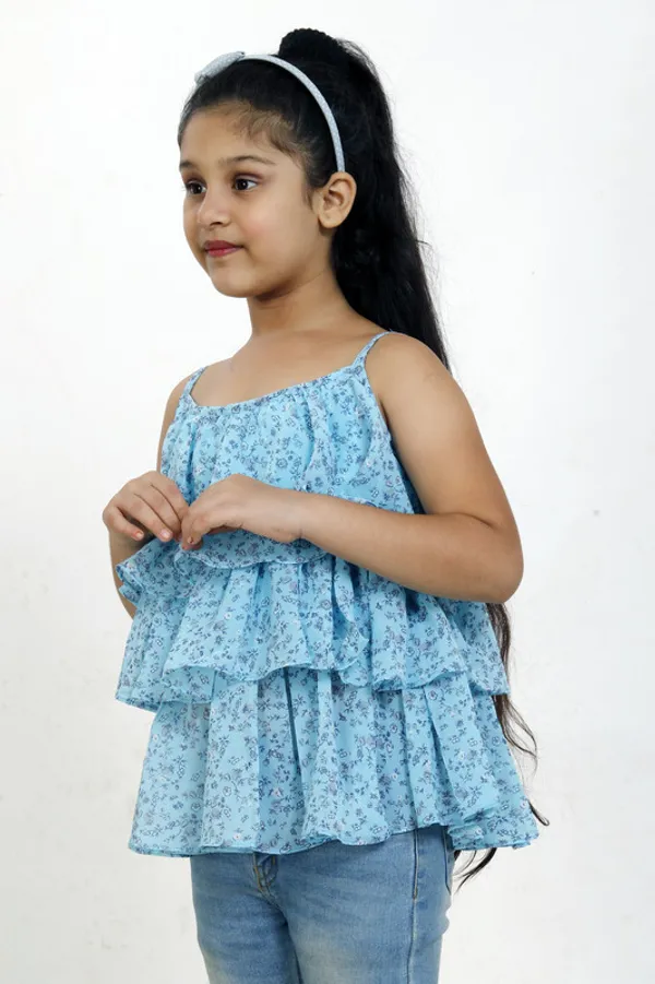 Sky_Blue__Round_Neck__Sleeveless__Georgette__Kids_Regular_Top