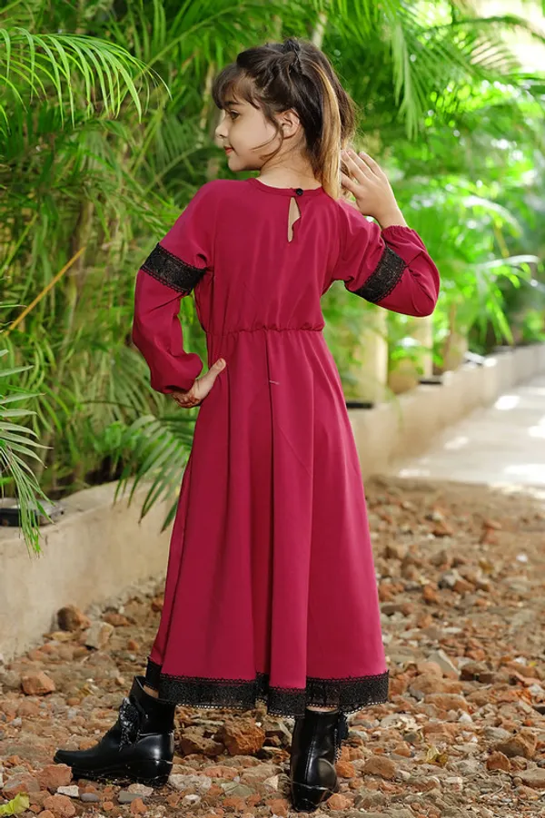 Maroon__Round_Neck__Long_Sleeve__Lycra_Dress