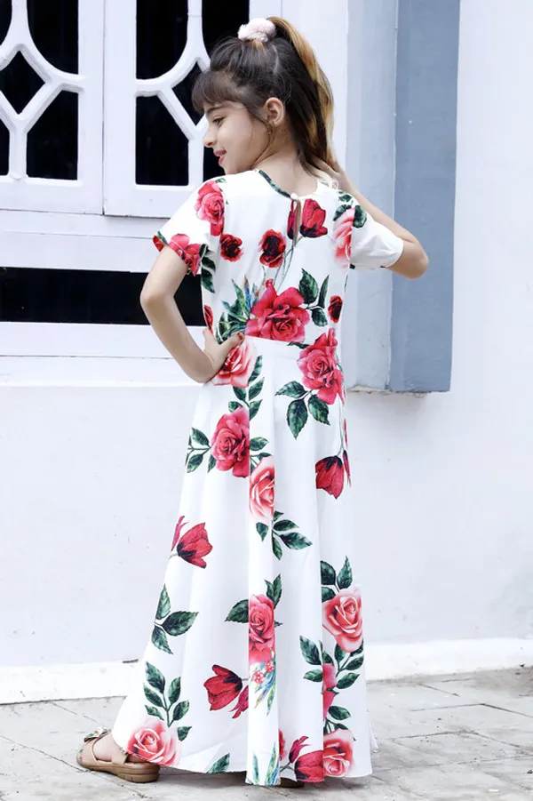 White__Keyhole_Neck_Short_Sleeve__Rayon_Dress