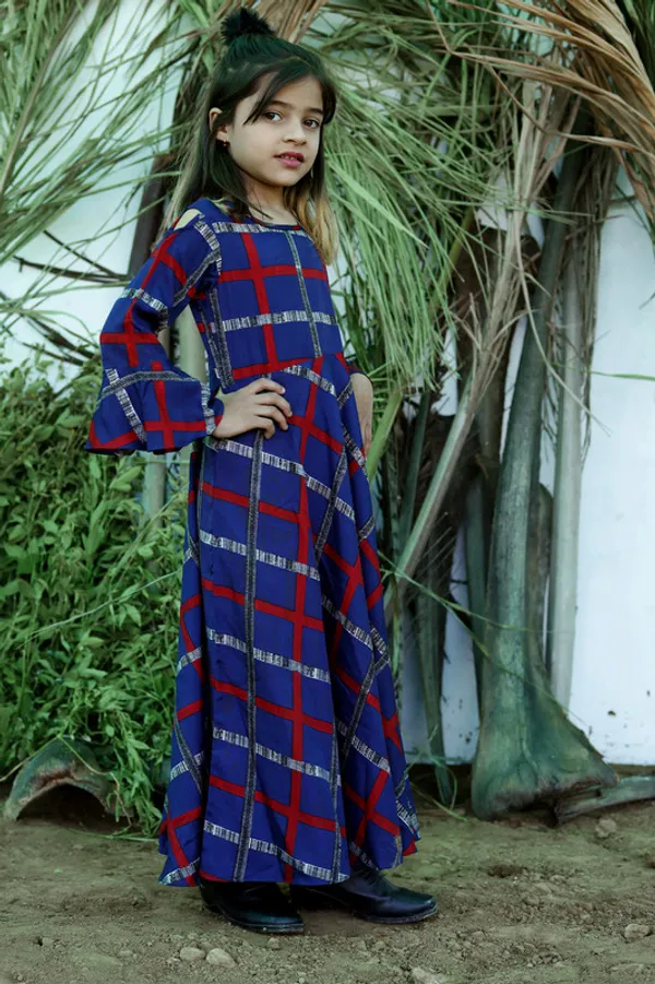 Blue_Round_neck__Half_Sleeve_Crepe_Dress