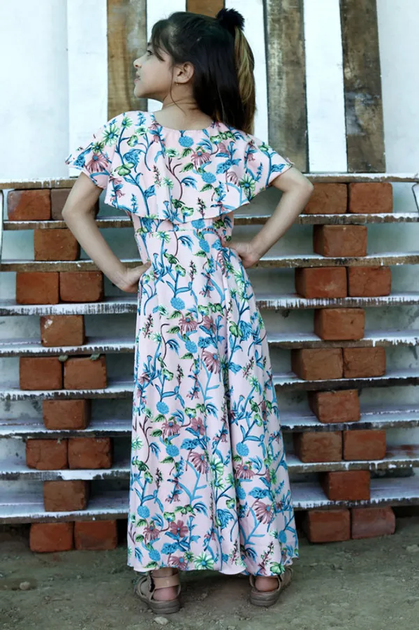 Peach__Round_neck__Sleeveless_Crepe_Dress