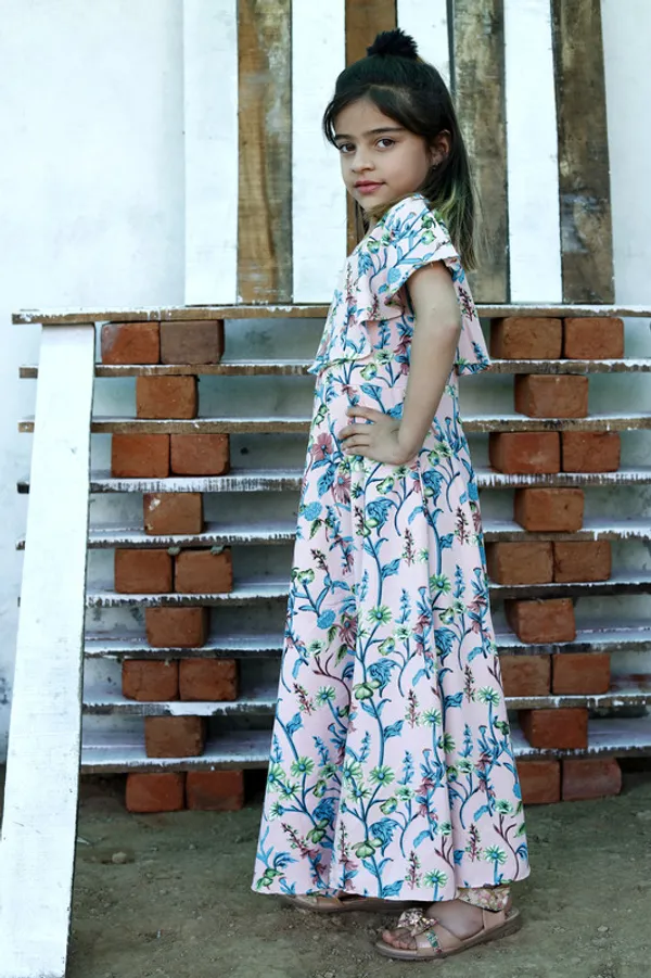 Peach__Round_neck__Sleeveless_Crepe_Dress