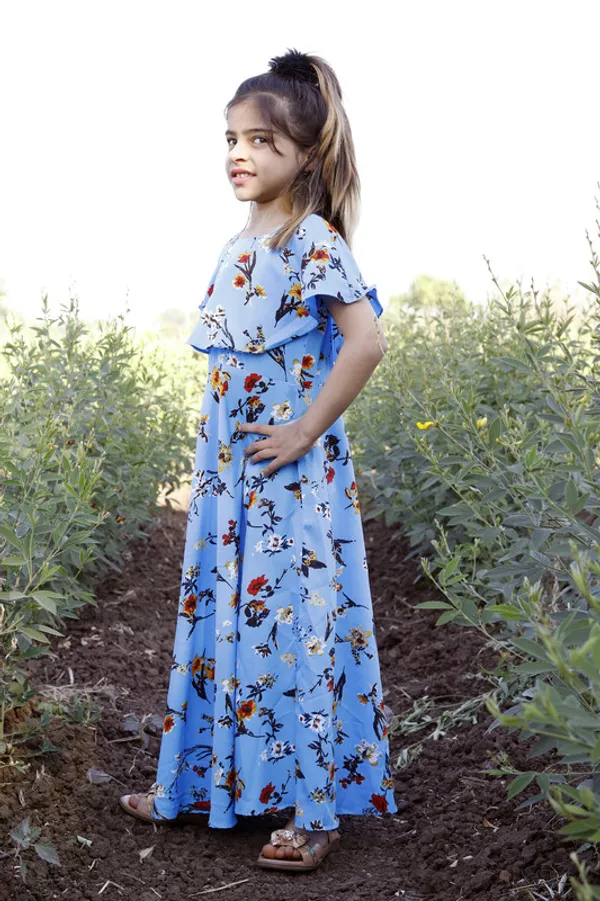 Sky_Blue__Round_neck__Sleeveless_Crepe_Dress