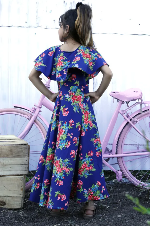 Blue__Round_neck__Sleeveless_Crepe_Dress
