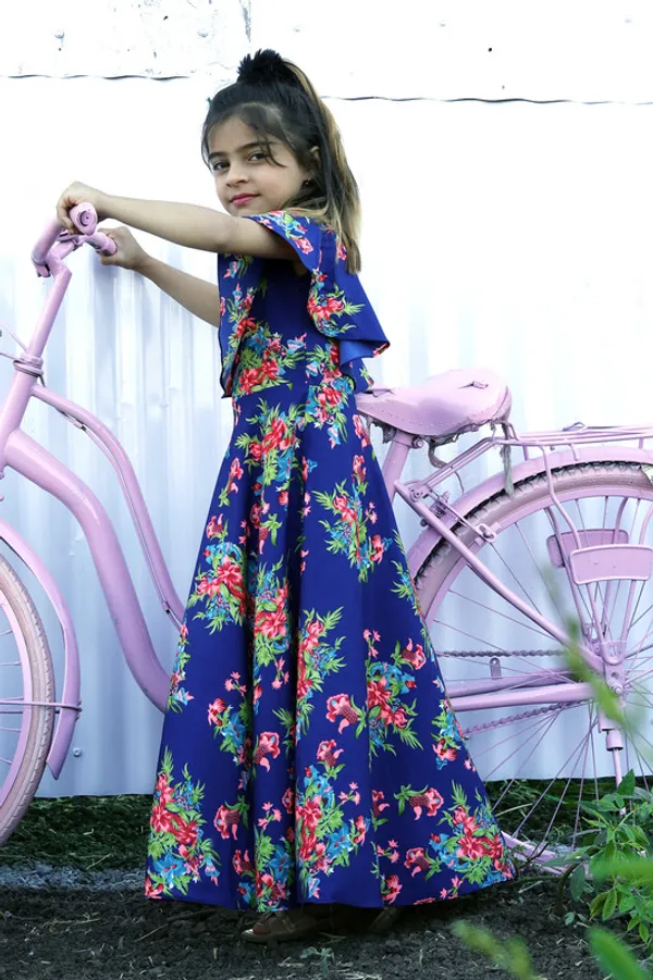 Blue__Round_neck__Sleeveless_Crepe_Dress