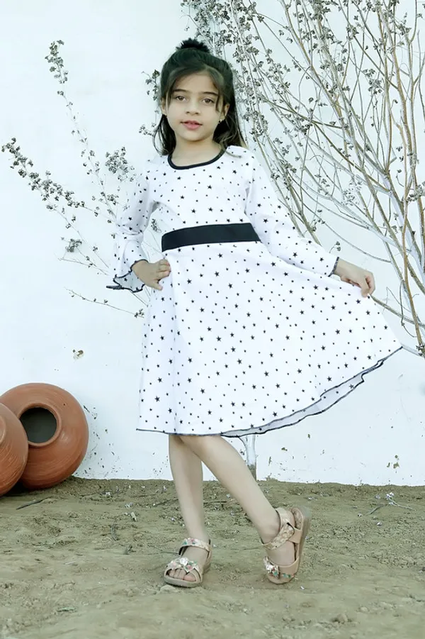 White_Round_neck__Bell_Sleeve_Crepe_Dress