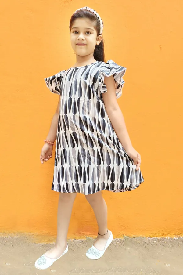 Grey_Round_neck__Cap_Sleeve__Crepe_Dress
