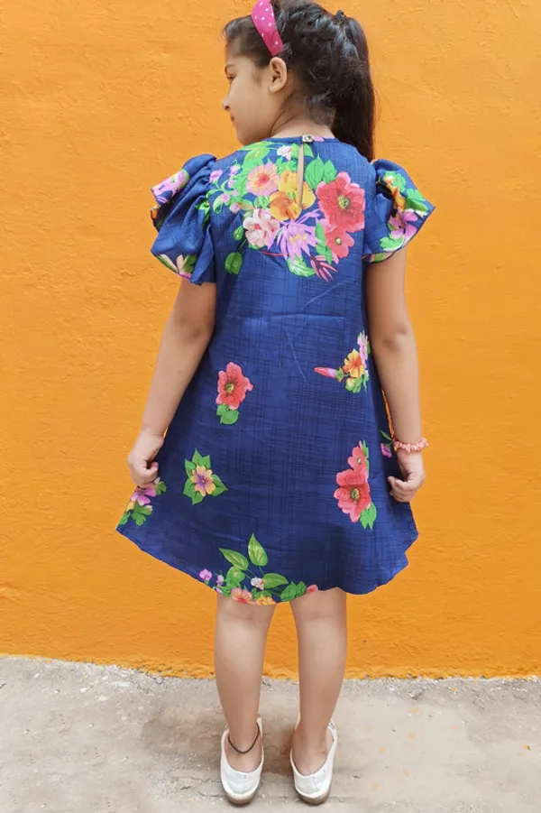 Blue_Round_neck__Cap_Sleeve__Crepe_Dress