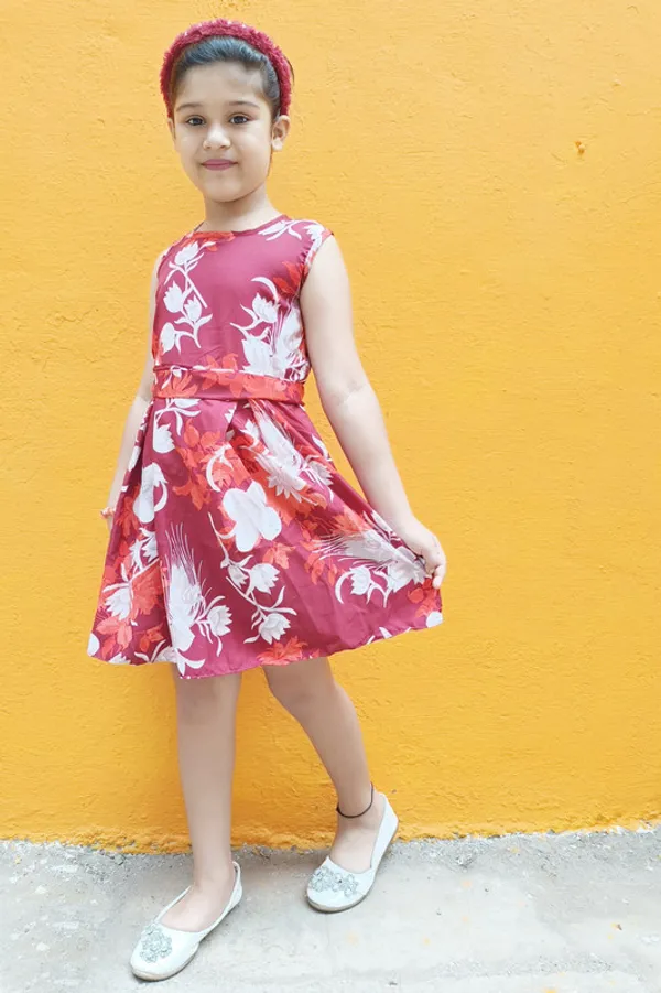 Maroon__Round_neck__Sleeveless_Crepe_Dress