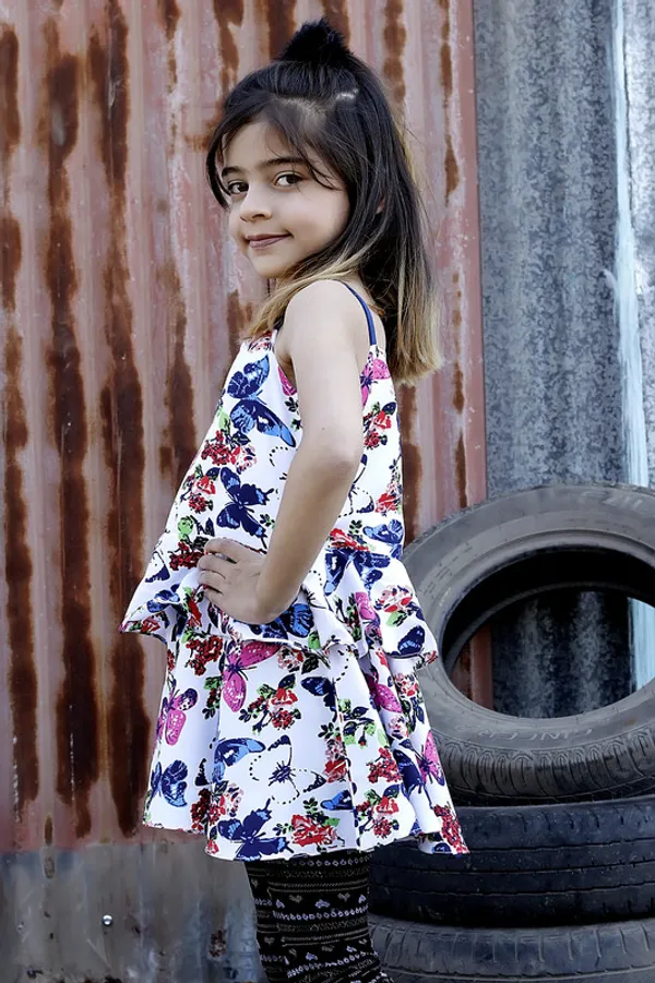 White_Round_neck__Sleeveless_Crepe_Kids_Regular_Top
