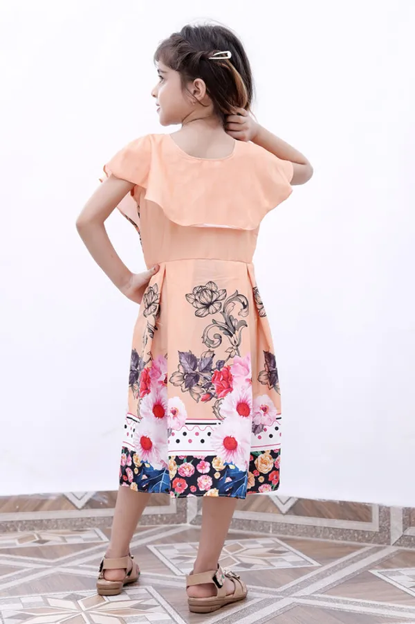 Orange_V_neck__Sleeveless_Crepe_Blend_Dress