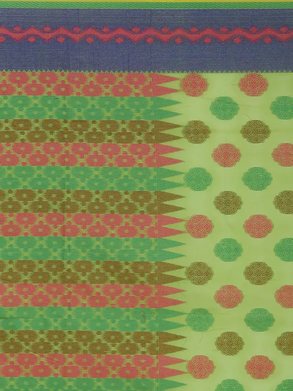 Green_Cotton_Blend_Banarasi_Sarees_For_Women