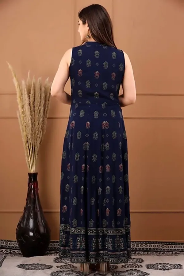 Navy_Blue_Rayon_Front_Slit_Anarkali_Kurti_For_Women