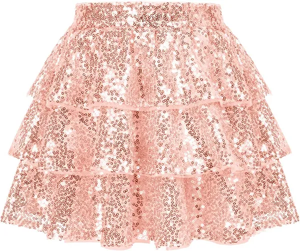 Golden_Sequin_Ruffle_Detail_Skirt_For_Girls