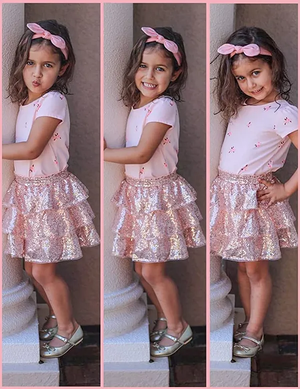 Golden_Sequin_Ruffle_Detail_Skirt_For_Girls