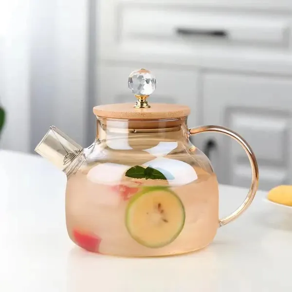 1000_ml_GOLD_Glass_Kettle_with_Spout_and_Infuser,Perfect_for_Tea_and_Coffee_Maker,_Clear_Leaf_Glass_Kettle_Teapot,_Bamboo_Wooden_Lid
