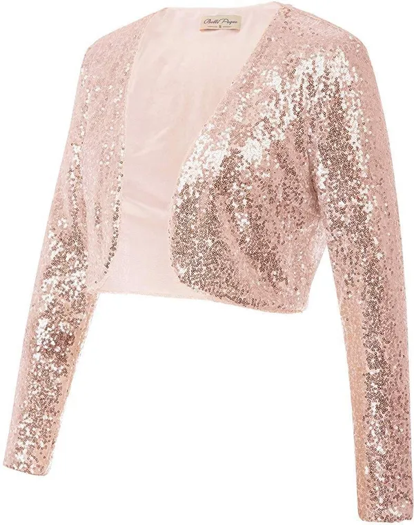 Rose_Gold_Polyester_Sequined_Long_Sleeve_Shrug_For_Girls