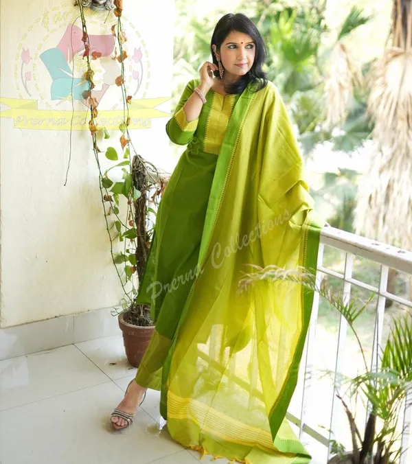 GREEN_COLOR_SOUTH_COTTAN_KURTA_&_PANT_WITH_DUPATTA_SET.