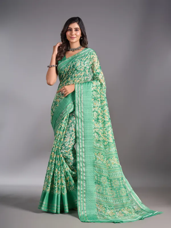 AVM PRINTS Green Jhaal print Cotton Sarees Price in India Buy AVM PRINTS Green Jhaal print Cotton Sarees online at undefined