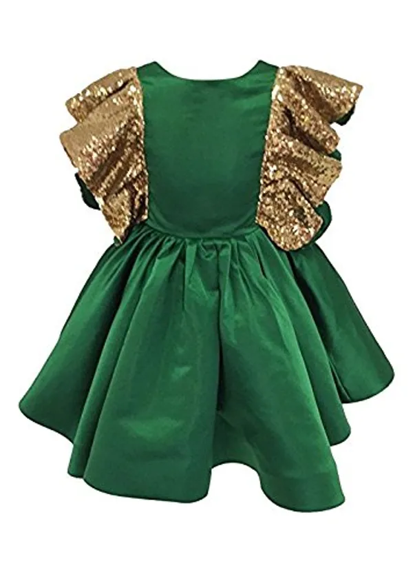 Green_Polyester_Solid_Round_Neck_Dress_For_Girls