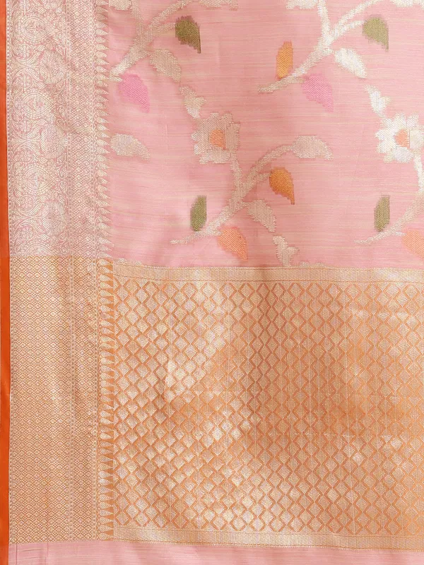Peach_Mulberry_Silk/Silk_Blend_Banarasi_Sarees_For_Women