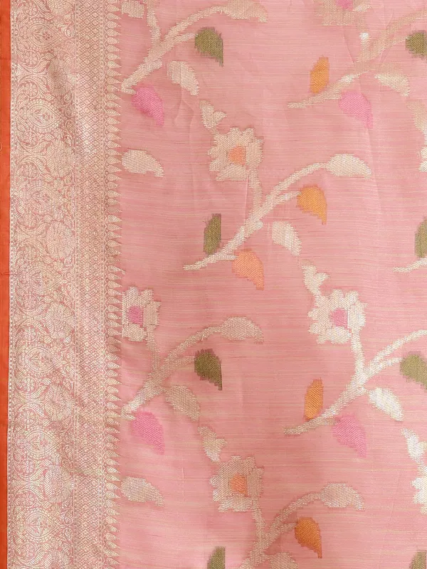 Peach_Mulberry_Silk/Silk_Blend_Banarasi_Sarees_For_Women