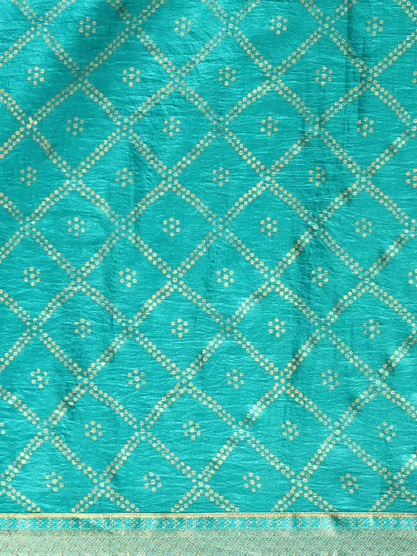 Turquoise_Blue_Vichitra_Silk_Bandhni_Saree