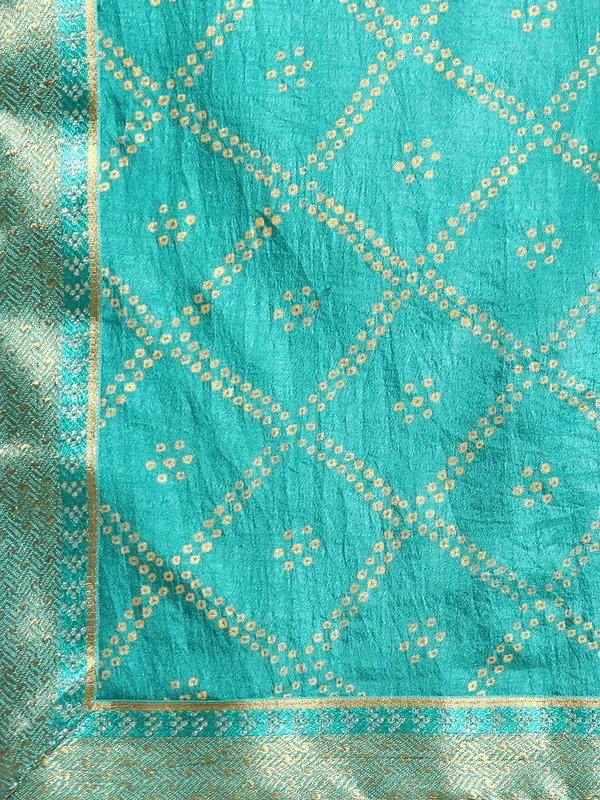Turquoise_Blue_Vichitra_Silk_Bandhni_Saree