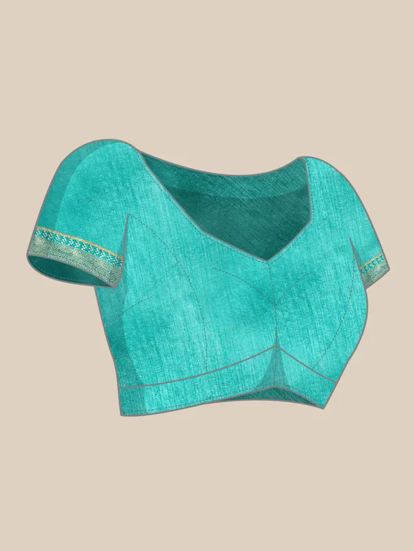 Turquoise_Blue_Vichitra_Silk_Bandhni_Saree