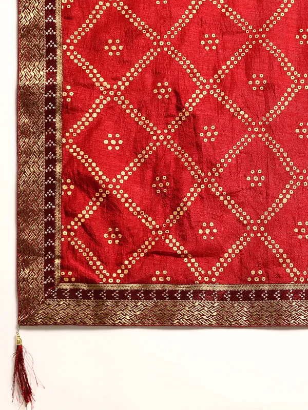 Maroon_Vichitra_Silk_Bandhni_Saree