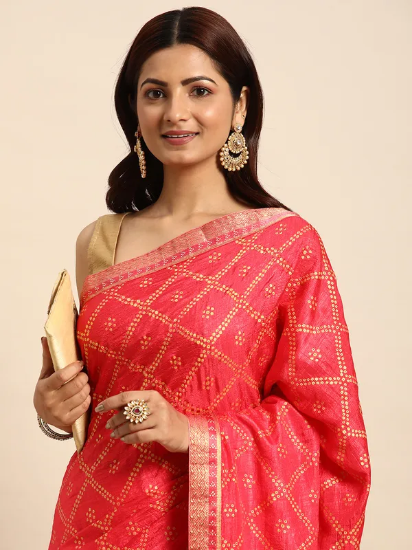 Pink_Vichitra_Silk_Bandhni_Saree