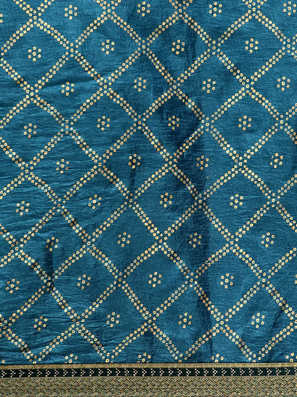 Teal_Blue_Vichitra_Silk_Bandhni_Saree