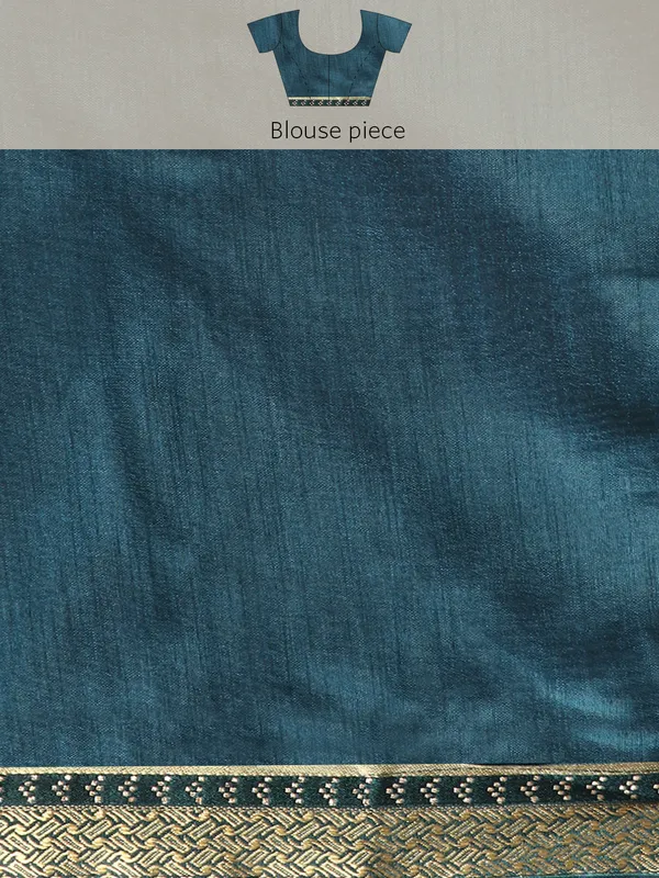 Teal_Blue_Vichitra_Silk_Bandhni_Saree