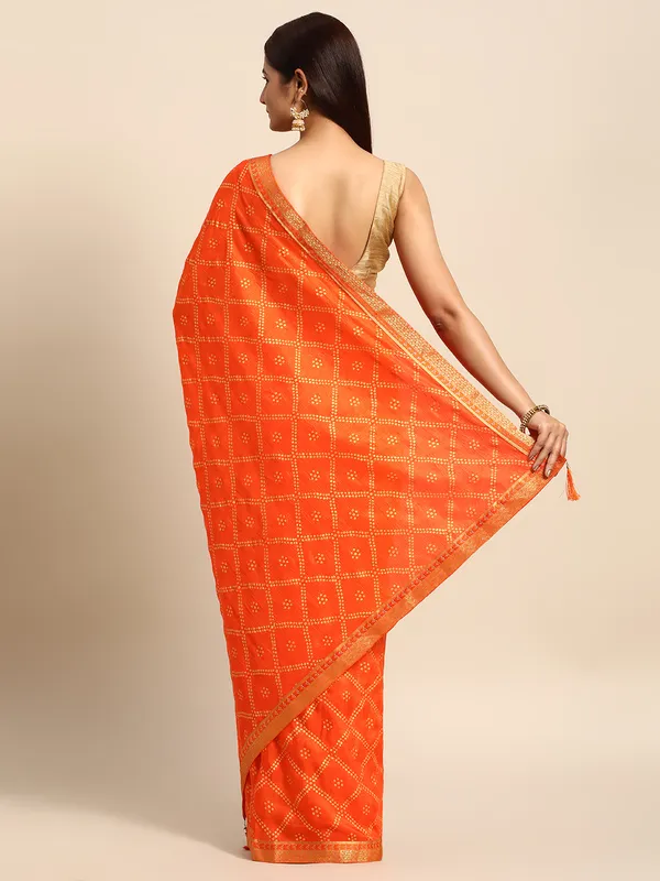 Orange_Vichitra_Silk_Bandhni_Saree